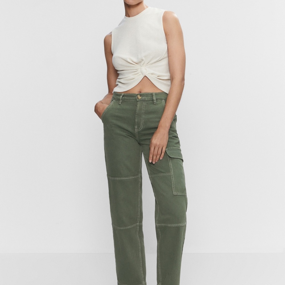Mango Pocket Cargo Jean in Khaki